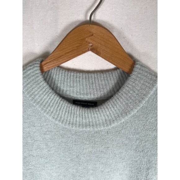 Who What Where Women Size M Sweater Sea foam Green Soft Wool Blend Button Sleeve - Picture 4 of 6